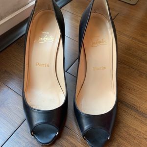 Christian Louboutin black peep toe heels